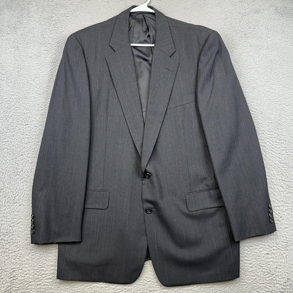 Hickey Freeman Sport Coat Mens 44 Long Gray‎ Pinstripe Wool Two Button Made USA